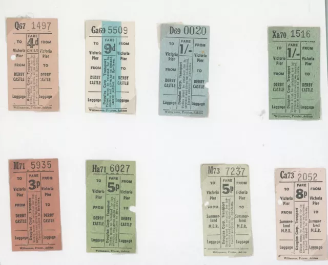 36 Douglas, Isle of Man bus and horse tram tickets pre-decimal