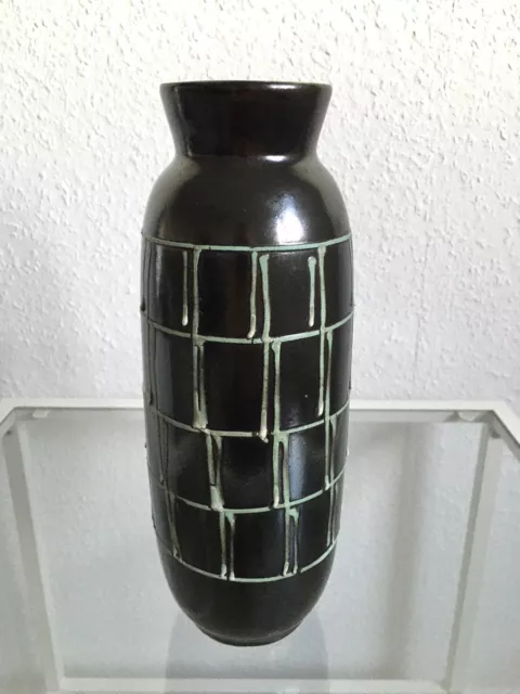 GEORGENTHAL Vase Keramikvase schwarz/mint 50er Jahre retro vintage grafisch