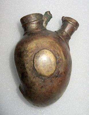 1850'c Indian Antique Old Brass Hand Carved Mango Shape Smoking Hukkah Pot