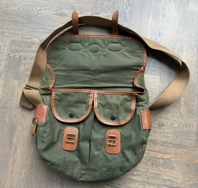 VINTAGE BARBOUR BAG Leather Waxed Cotton Hunting Shooting