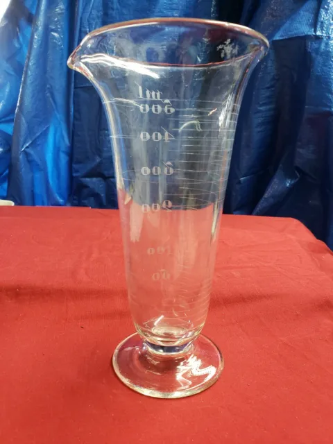 Vintage Measuring Beaker Etched Glass Apothecary Laboratory PHENIX 120 MIL  4 Oz