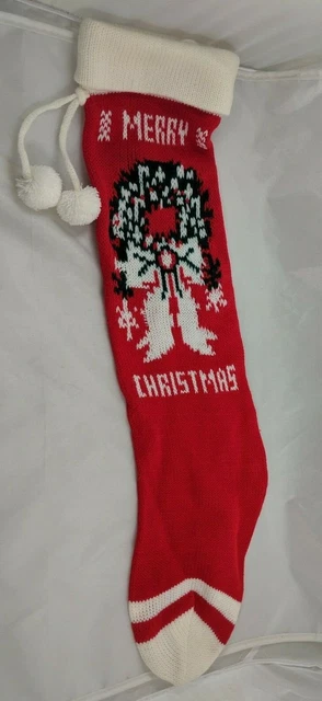 Medias tejidas de corona de Feliz Navidad de 22" decoración navideña