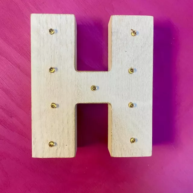 Decorative Light Up Wooden Letter H in White, 6" Marquee Alphabet Wall Mounted