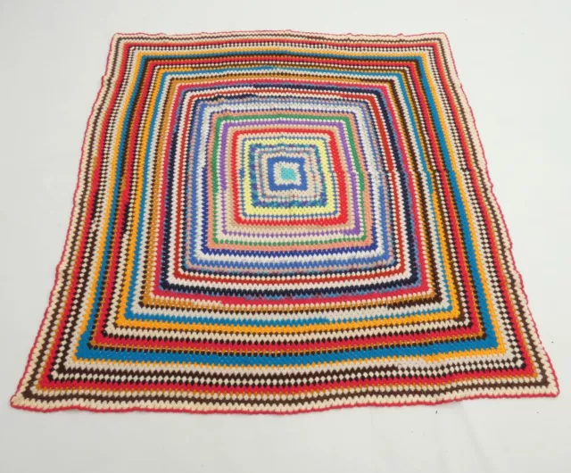 Crochet Blanket Double Bed Large Granny Square Cottagecore 70" x 69"