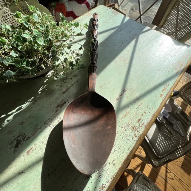 Retro Vintage Large Wooden Spoon. Giant Carved Tiki Wooden Wall Hanging 40"