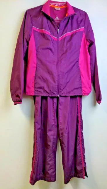 Danskin Womens S 4 6 Tack Suit 2 Piece Athletic Pants Jacket Purple Pink