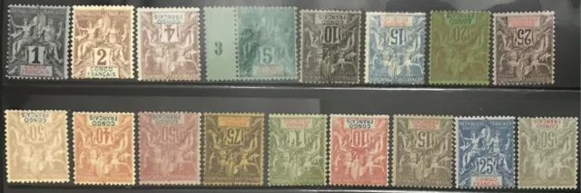 French Congo #YT12-YT24 #YT42-YT45 MNH/MH CV€578.00 1892-1900 Groupe [18-34]