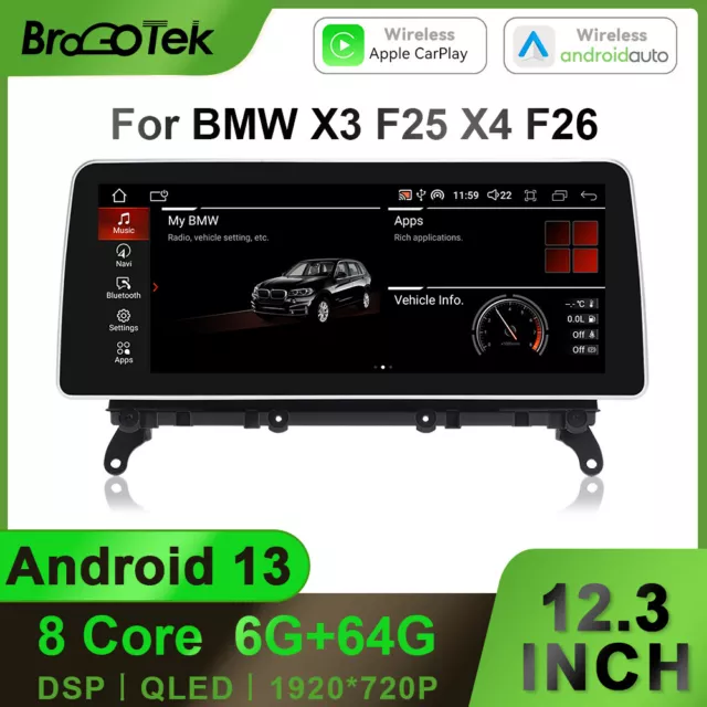12,3'' CarPlay Autoradio GPS Sat Navi  Stereo GPS 4G für BMW X3 F25 X4 F26 NBT