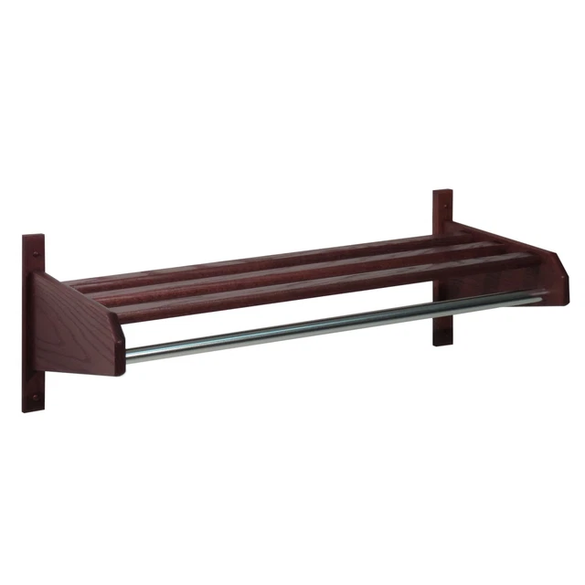 Wooden Mallet 34" Oak Coat & Hat Rack, 5/8" Diameter Bar, Mahogany