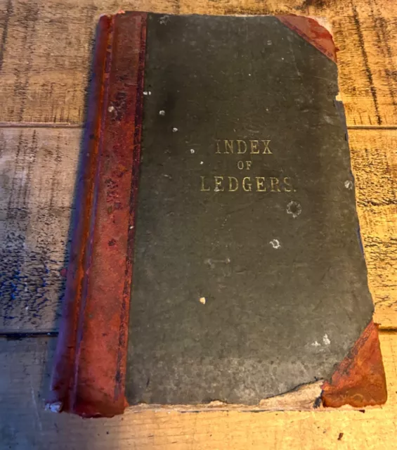 Antique Index of Ledgers, 1800s +, Great prop, original, unusual Stamford origin