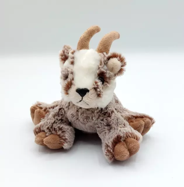 Petite Peluche doudou chamois CREATIONS DANI marron chiné blanc 14 cm yeux durs