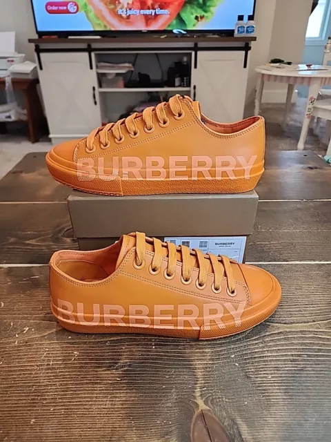 Burberry Larkhall Deep Orange Low Top  Burberry London Leather Sz 37 US Sz 7