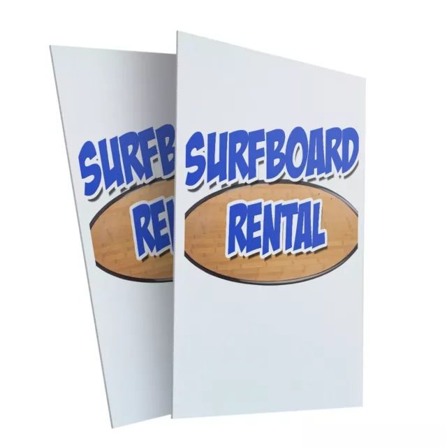 Surfboard Rental 24" x 36" 2 Pack Of Store Sign Plastic Or Decal