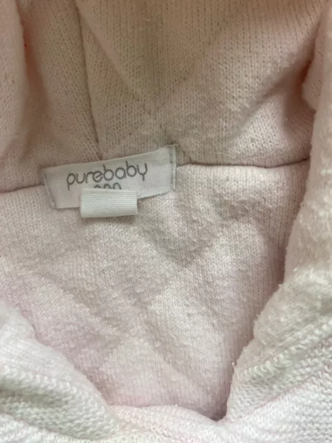 Purebaby baby girl size 0-3 months pale pink hooded thick jacket, GUC 3