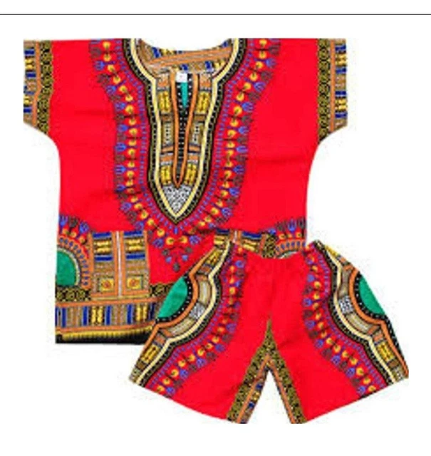 Tuta Dashiki Tradizionale Bambini Etnica Africana Dashiki Ragazzi-Ragazze-Set Corto