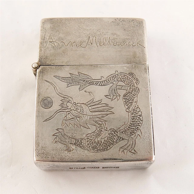 Vintage Techu Sterling Silver Dragon Lighter w/ Zippo Pat 2032695 Insert