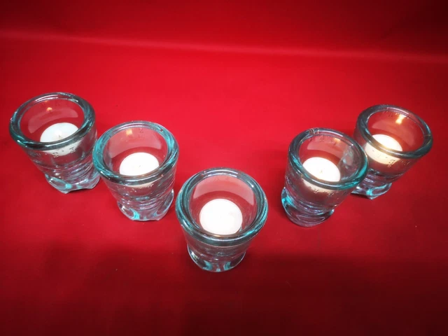 Cinco antiguos aislantes eléctricos de cristal para portavelas 2