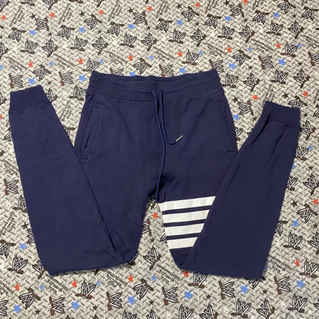 Thom Browne Blue Cotton Loopback 4 Bar Sweatpants (Size 5)