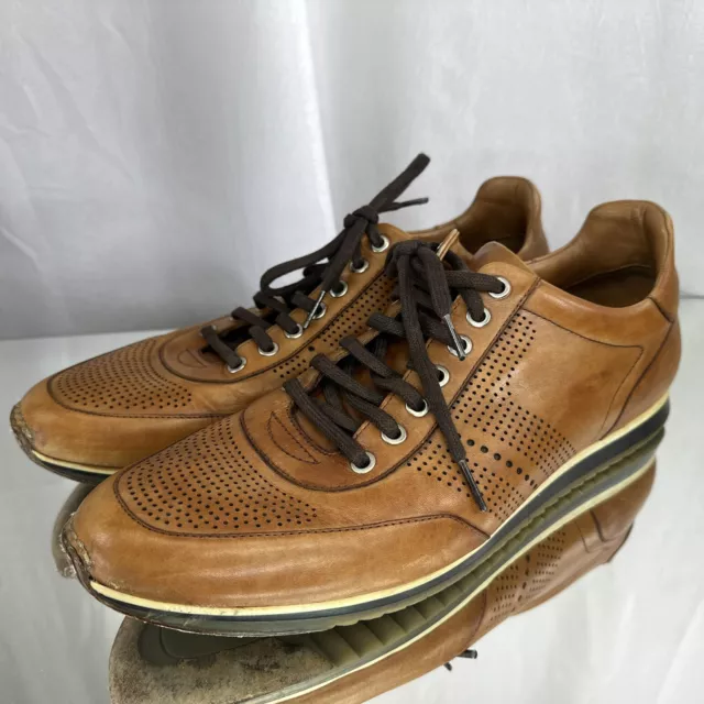 Magnanni Pueblo Cognac Brown Leather Sneakers- 12 M