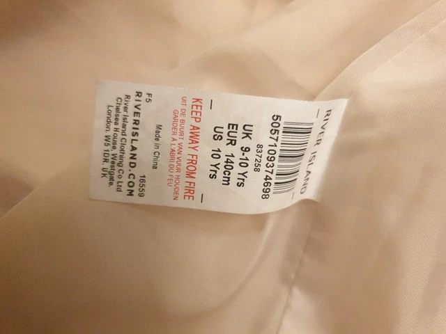 Girls River Island Cream Faux Suede & Faux Fur Collar Jacket Age 9-10 Years 5