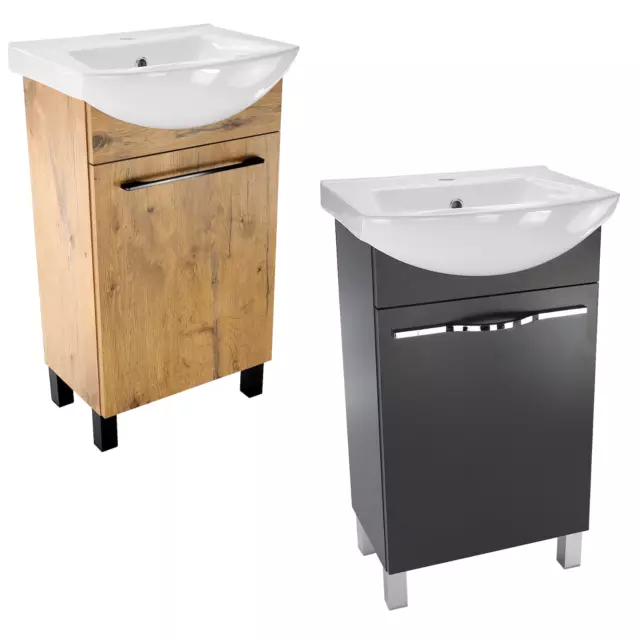 Waschbecken mit Unterschrank 50 cm Waschtisch Badmöbel Waschplatz für WC und Bad