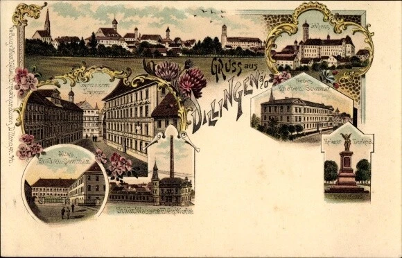 Litho Dillingen an der Donau in Nordschwaben, Kriegerdenkmal,... - 10084902