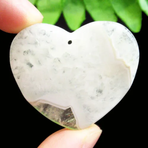 45x35x8mm White Druzy Geode Agate Heart Pendant Bead H67948