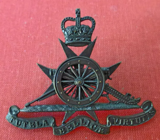 Royal Malta Artillery Gun Colonial * Officers Bronzed * Large Size Qc Cap Badge