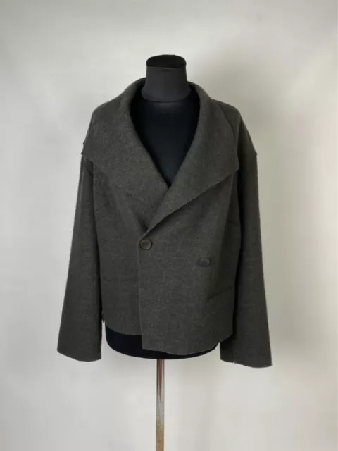 Oska Moessmer Deep Gray Boiled Virgin Wool Oversize Lagenlook Coat Jacket Size 2