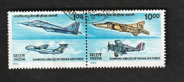 Indien India 1992, Satz Zusammendruck Air Force, gestempelt