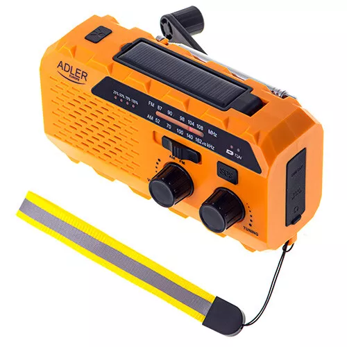 Radio Portatile Cantiere Campeggio Ricaricabile Dinamo Solare Power Bank Torcia