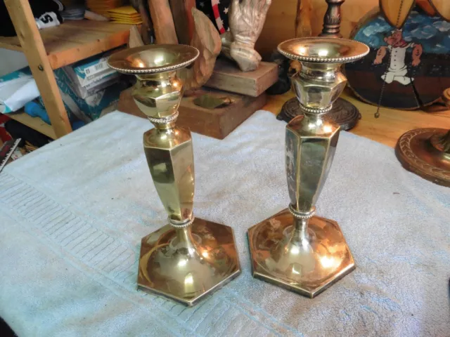 2 vintage Kenneth Lilly Silver Plate candle sticks candlesticks holders mantle