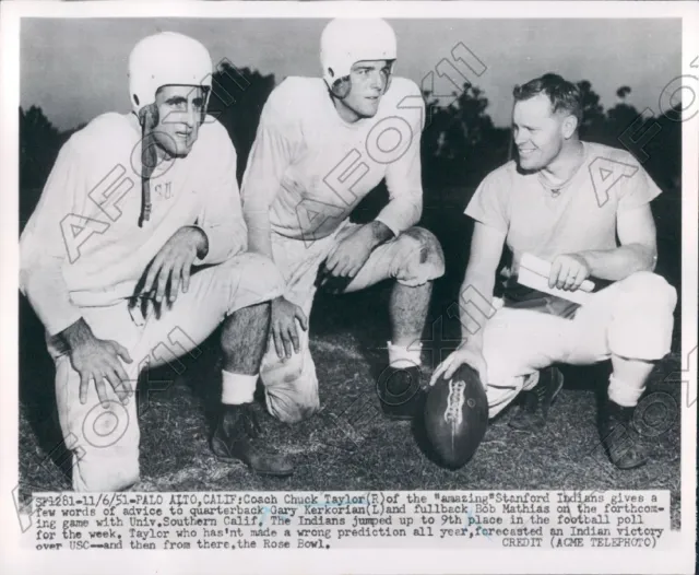 1951 Stanford University Indians Football Coach C Taylor & Players Press Photo