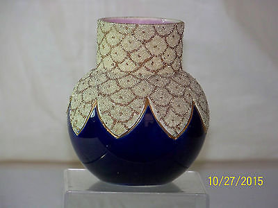 Antique c19th Century Thomas Forestor & Sons Majolica Cobalt Blue Vase