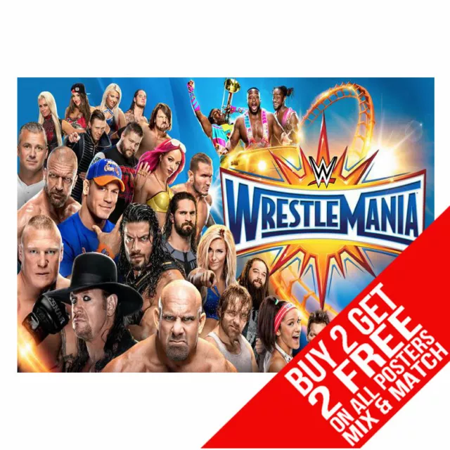 Wwe Bb1 Wrestlemania Poster Art Print A4 A3 Size Buy 2 Get Any 2 Free