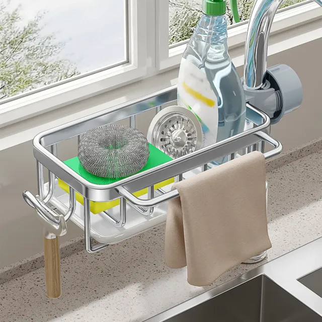 (Argento) Organizzatore rubinetto tutto in uno risparmio di spazio drenaggio intelligente facile