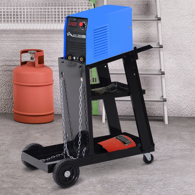 DURHAND Carrello Porta Utensili Attrezzi 4 Ruote in Gomma 3 Ripiani da Officina 2