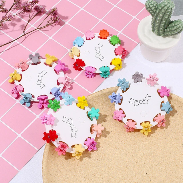 10 Pcs Flower Mini Hair Clips Cartoon Hairpins Hair Accessories For Kids Girls
