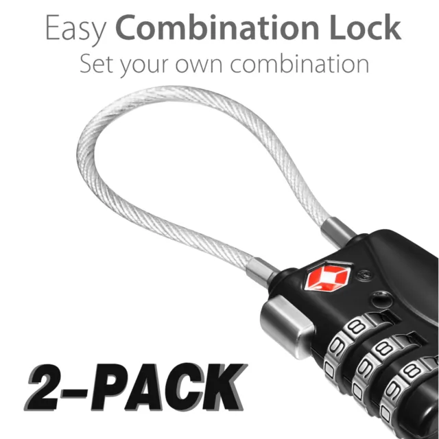 [2-Pack] Premium 3 Digit Combination Safe Travel Luggage Suitcase Password Lock