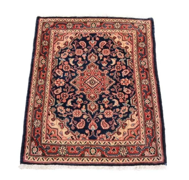 Tapis de Perse Noué à la Main Laine Josan Poshti 92 X 70 CM Bleu D'Orient Neuf