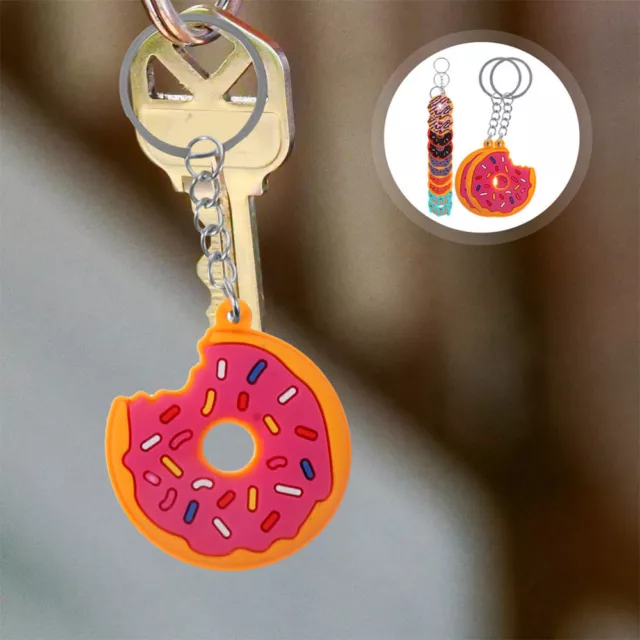 6 Pcs Donut Keychain Pvc Soft Rubber Pendant Decoration 6pcs Cute