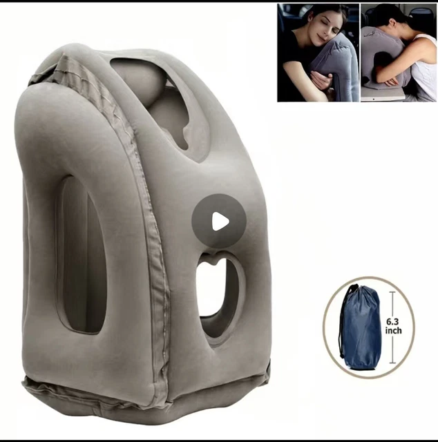 Inflatable Air Cushion Travel Pillow for Airplane Office Nap Rest Neck Head Chin