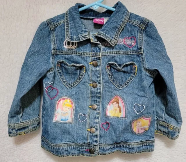 Disney Kids Girls Multi Color Princess Jean Jacket Coat Size 3T