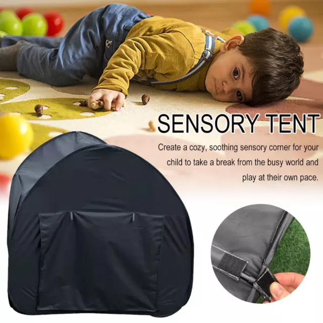 Black Sensory Tent Calming Hideout For Kids Sensory Blackout Den Tent T3V9