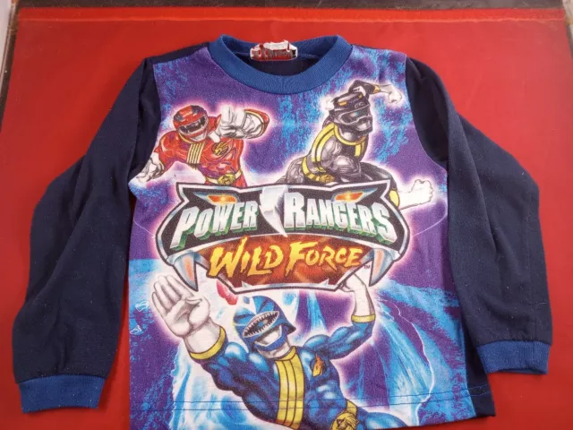 Vintage Power Rangers Wild Force Long Sleeve Pajama Top Kids Distressed *518