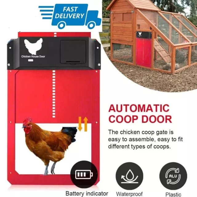 Waterproof Automatic Chicken Coop Door Opener Light Sensor Chicken House Door UK