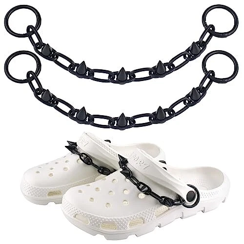 Alloy Shoe Charms Chains, Fashion Cool Punk Metal Style Chain DIY Black Rivets