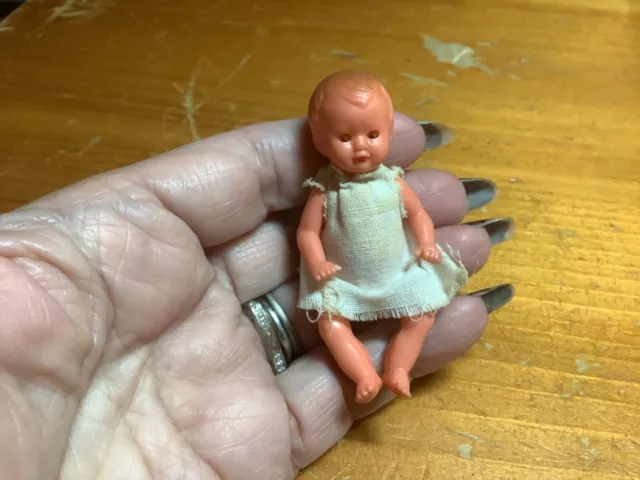 Vintage German E.S. Celluloid Doll Baby Girl 60s Dollhouse 3 “