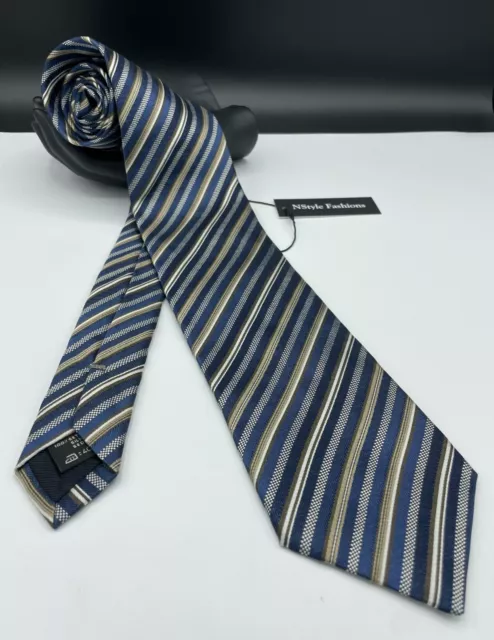 Ermenegildo Zegna Men's 100% Silk Tie ~ Blue ~ Striped ~ Made in Italy!