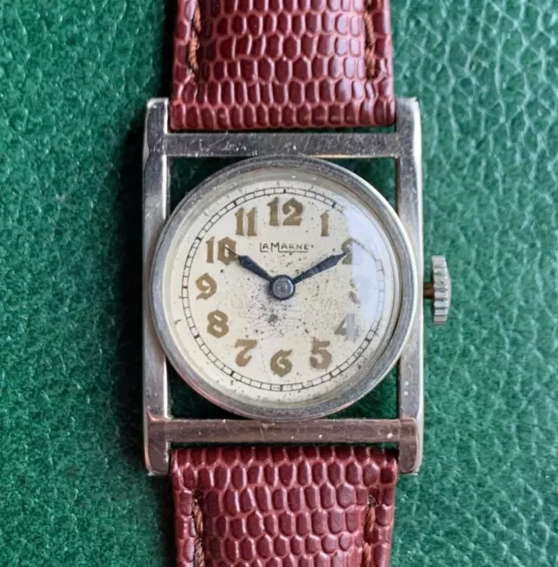 Vintage La Marne Swiss 15 Jewels Art Deco Wristwatch 14K Gold Filled